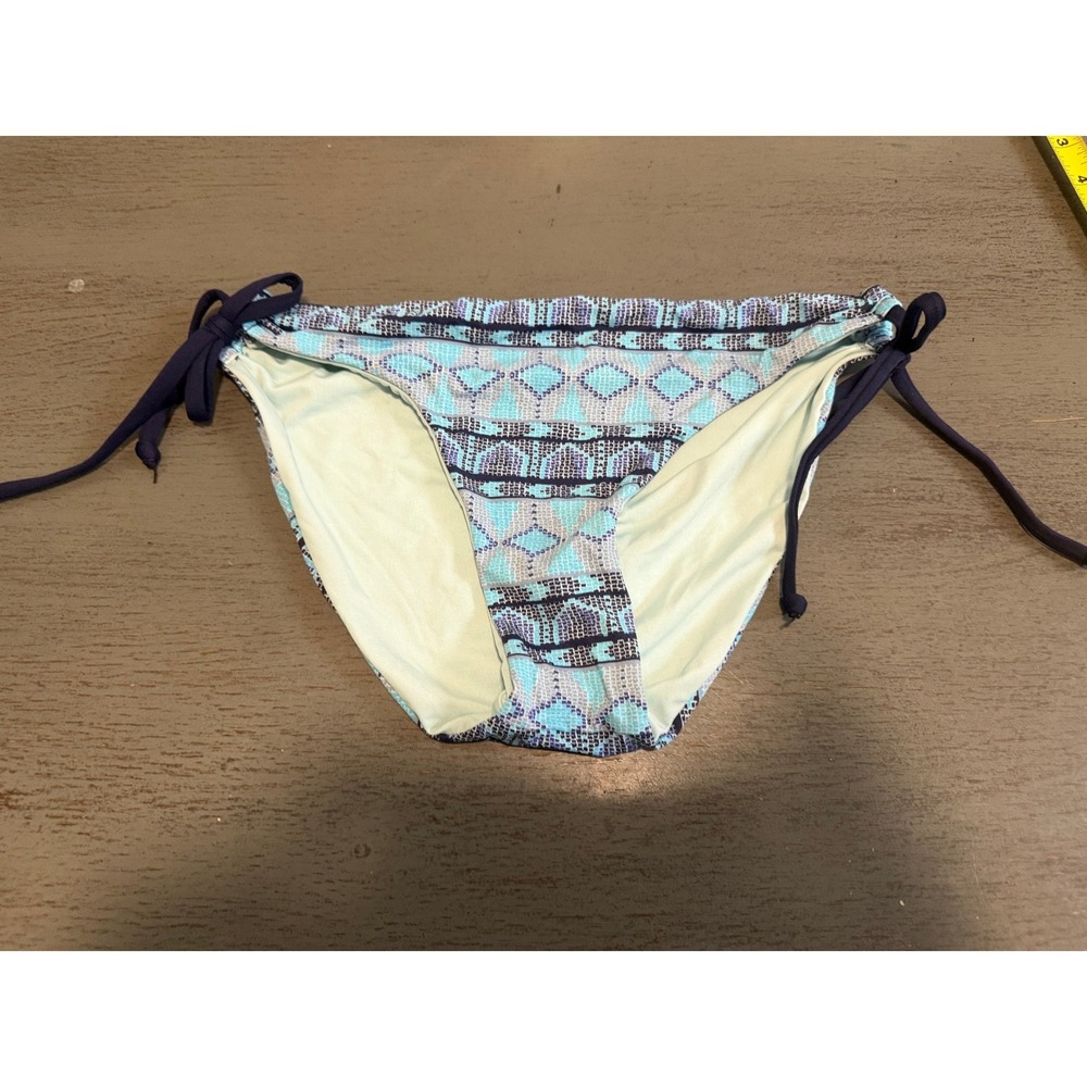 Carve Designs Blue Geometric Print Side Tie Bikini Bottoms Small NWOT